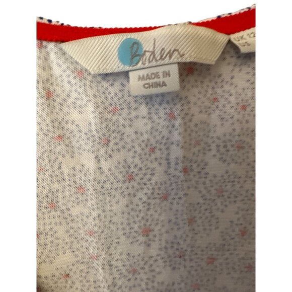 Boden Blue White Red V Neck Dress Short Sleeve US Size 8L - Picture 2 of 8